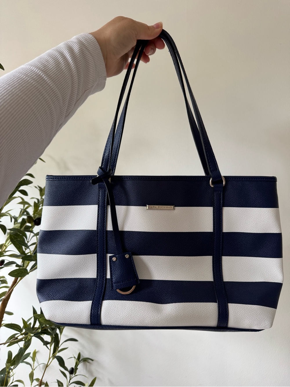 Nina Ricci Navy and White Striped Tote